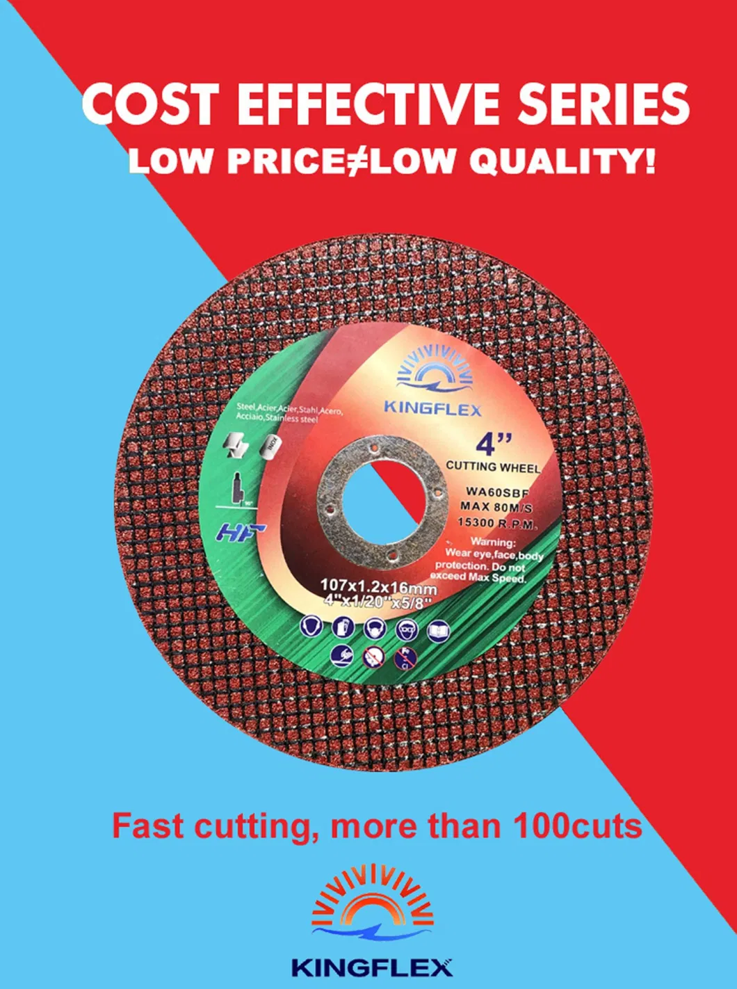 107X1X16mm, Super Thin Cutting Wheel for Stainless Steel, 1net, Green Color
